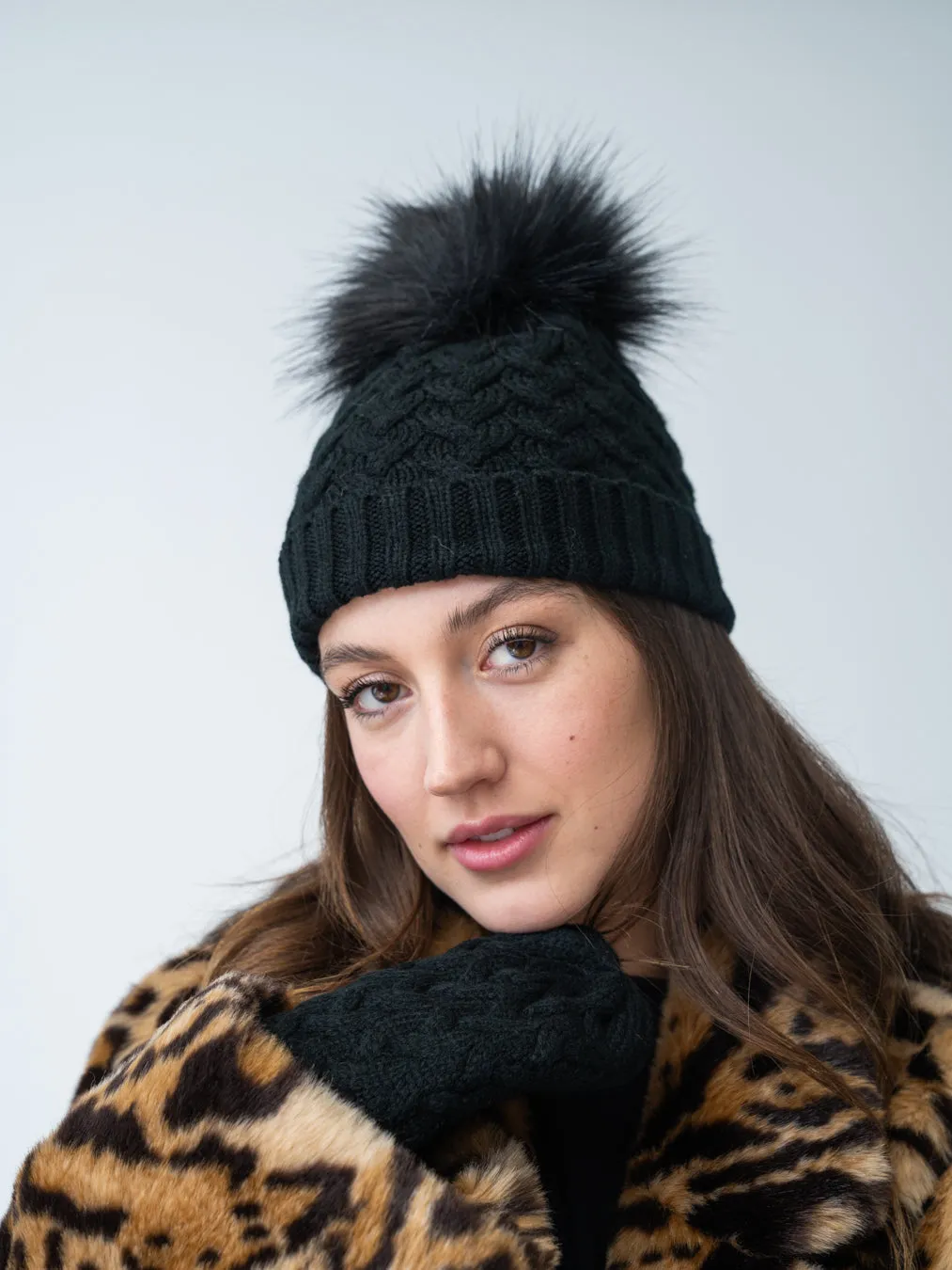 FINAL SALE - Cable Knit Hat & Glove Set