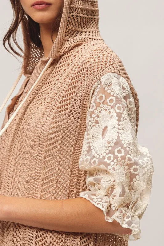 Find Your People Lace Hoodie Top