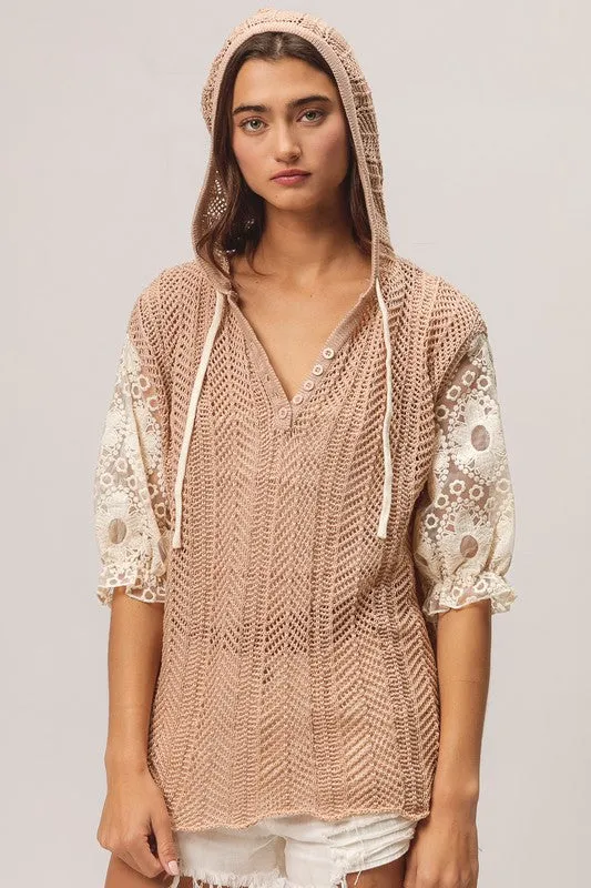 Find Your People Lace Hoodie Top