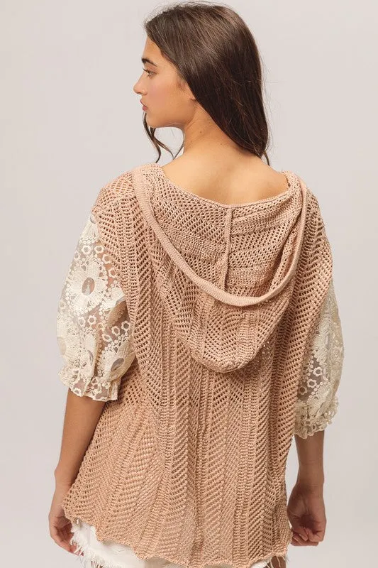 Find Your People Lace Hoodie Top