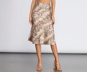 Flare It Out Satin Midi Skirt