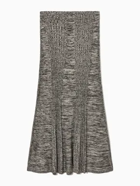 Flared ribbed-panel midi skirt