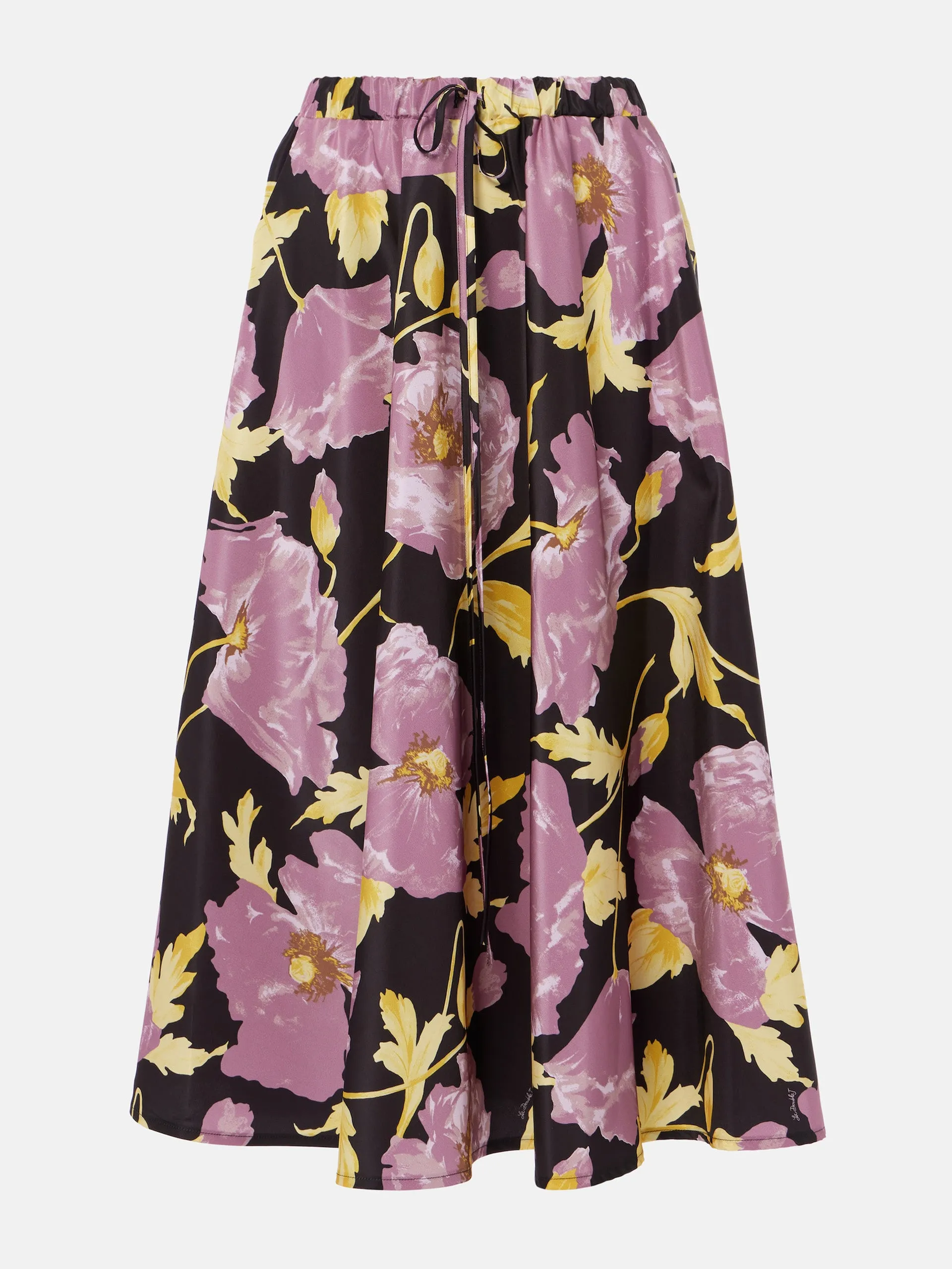 Floral faille midi skirt