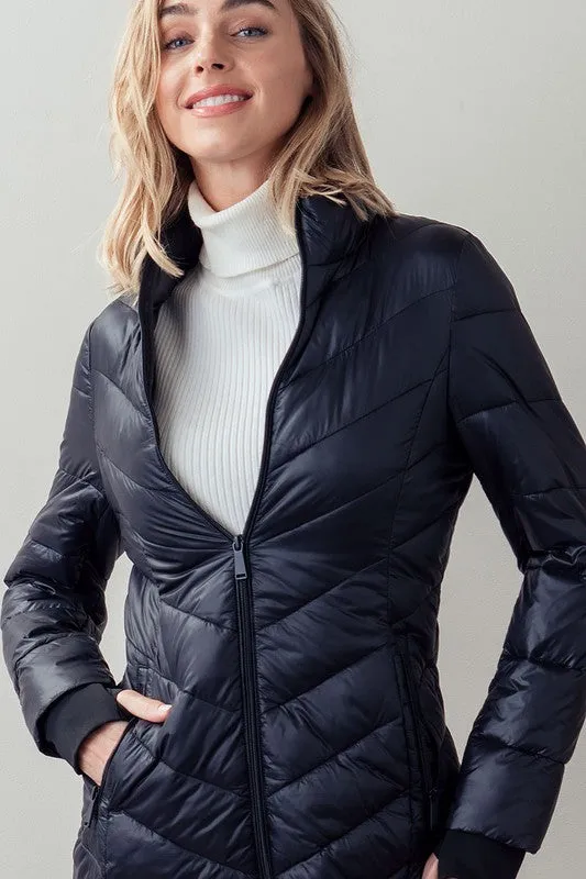 Foldable Puffer Long Jacket