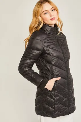 Foldable Puffer Long Jacket