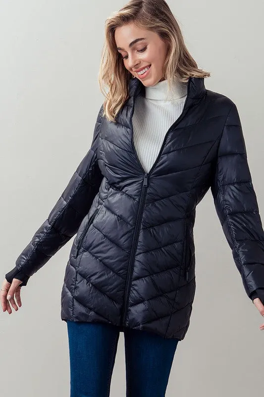 Foldable Puffer Long Jacket