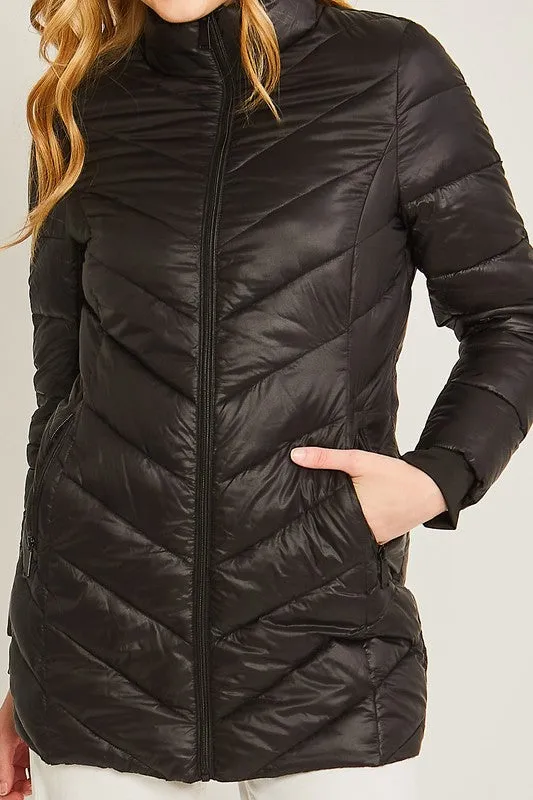 Foldable Puffer Long Jacket