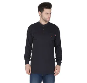 Forge Fr Men's Navy Henley Neck Long Sleeve T-shirt