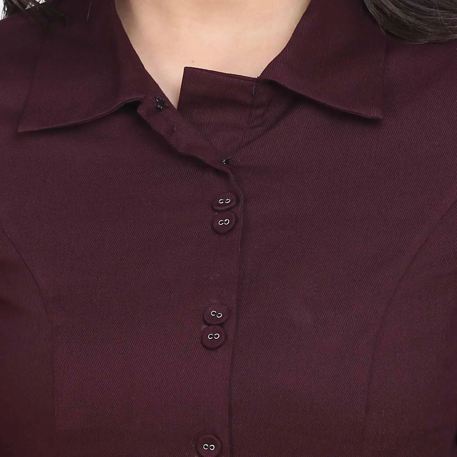 Formal Wear Women's Burgundy Red Cotton Skirt Suit 