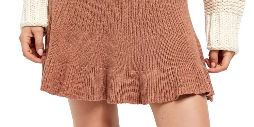 Free People Women's Brown Short Ruffled Skirt Brown Size Large