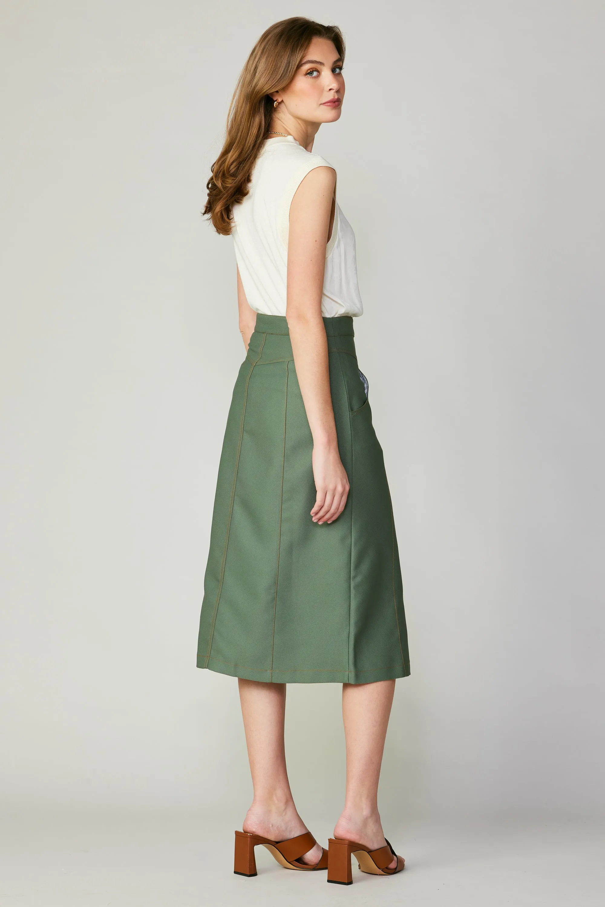 Front Slit Midi Skirt