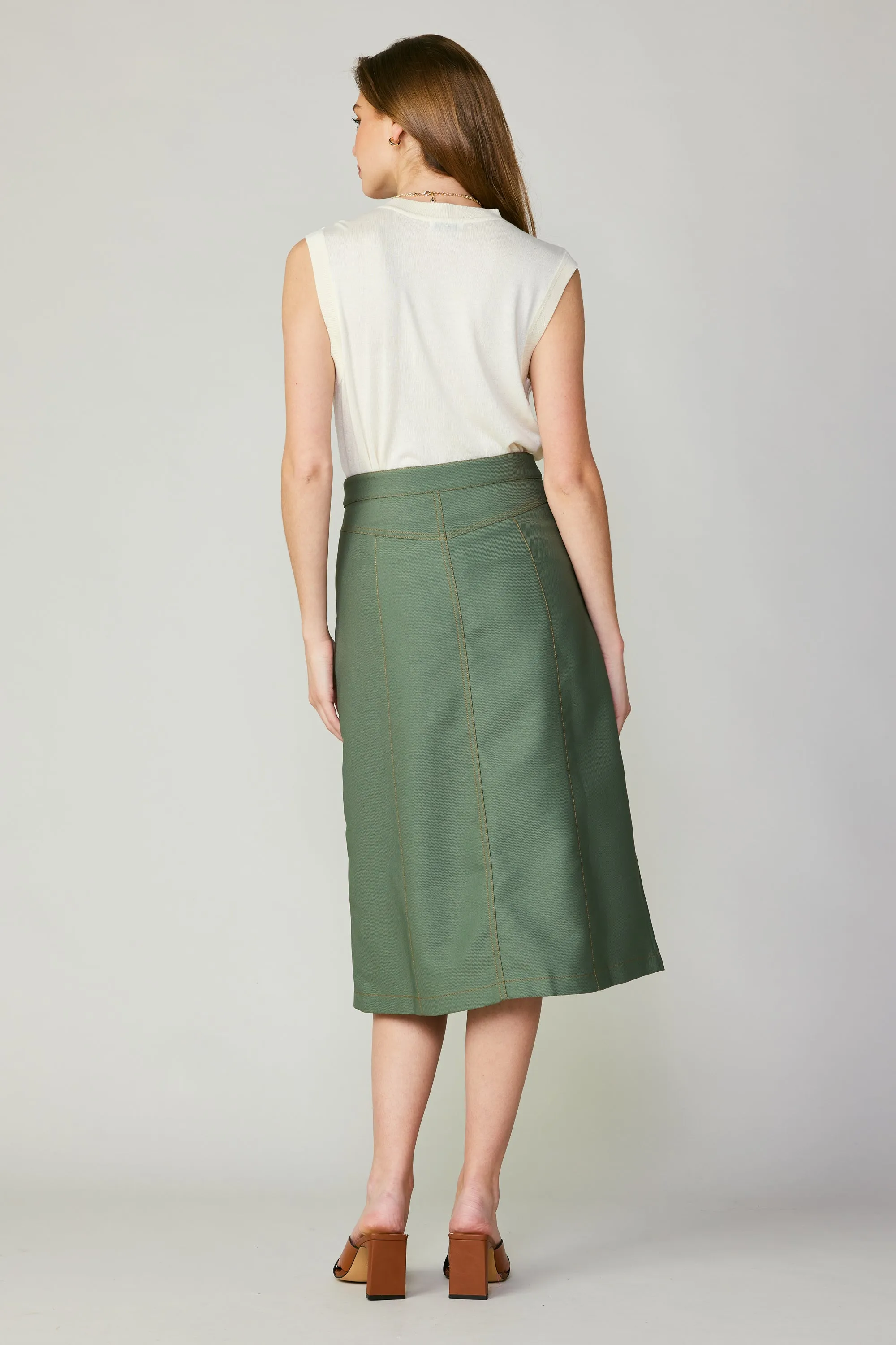 Front Slit Midi Skirt