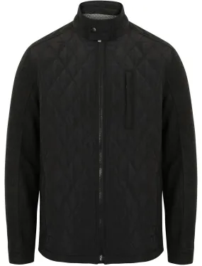 Galchard Quilted Jacket with Wool Blend Sleeves in Charcoal Marl - Dissident