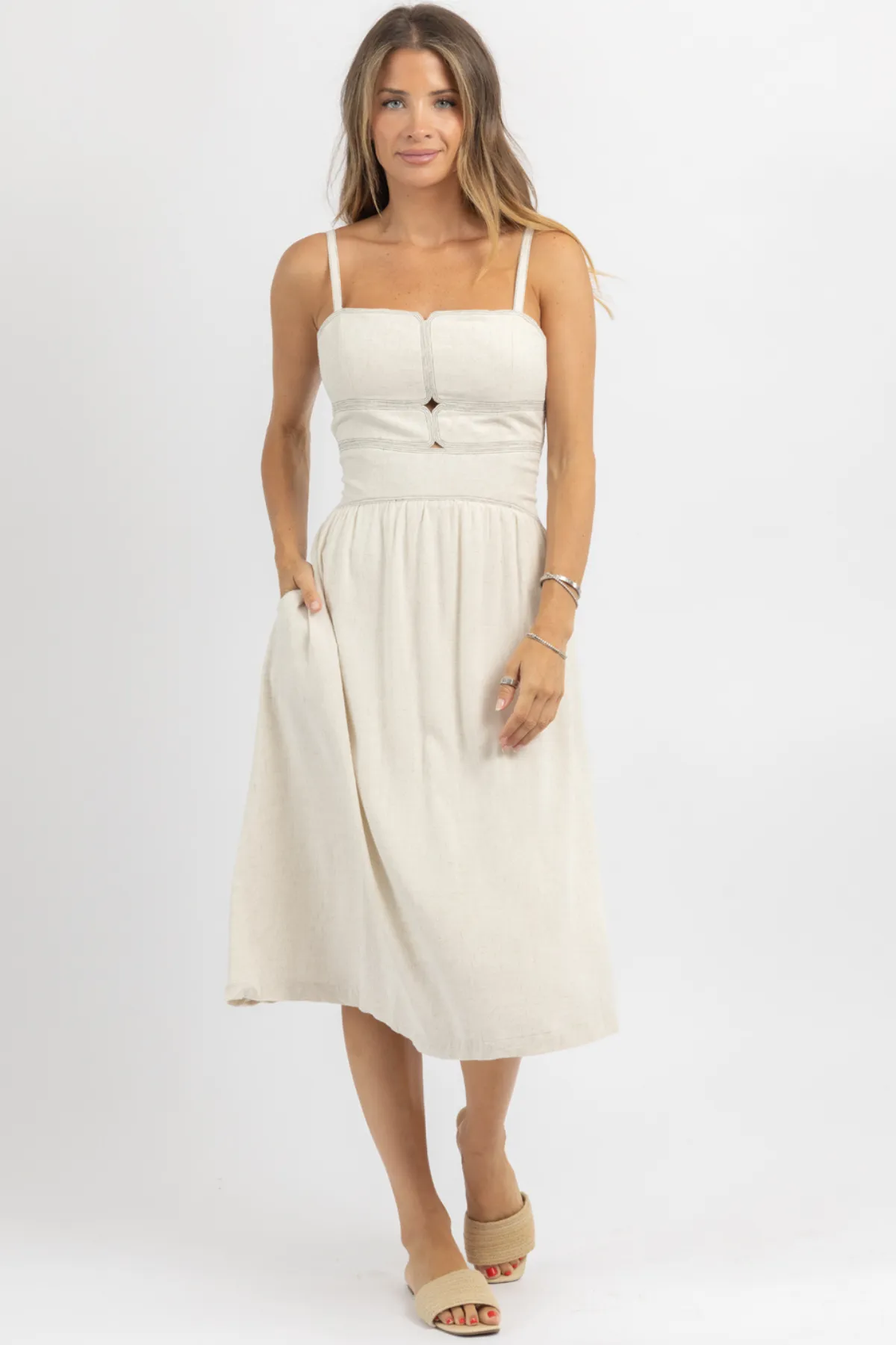 GEO NEUTRAL MIDI DRESS