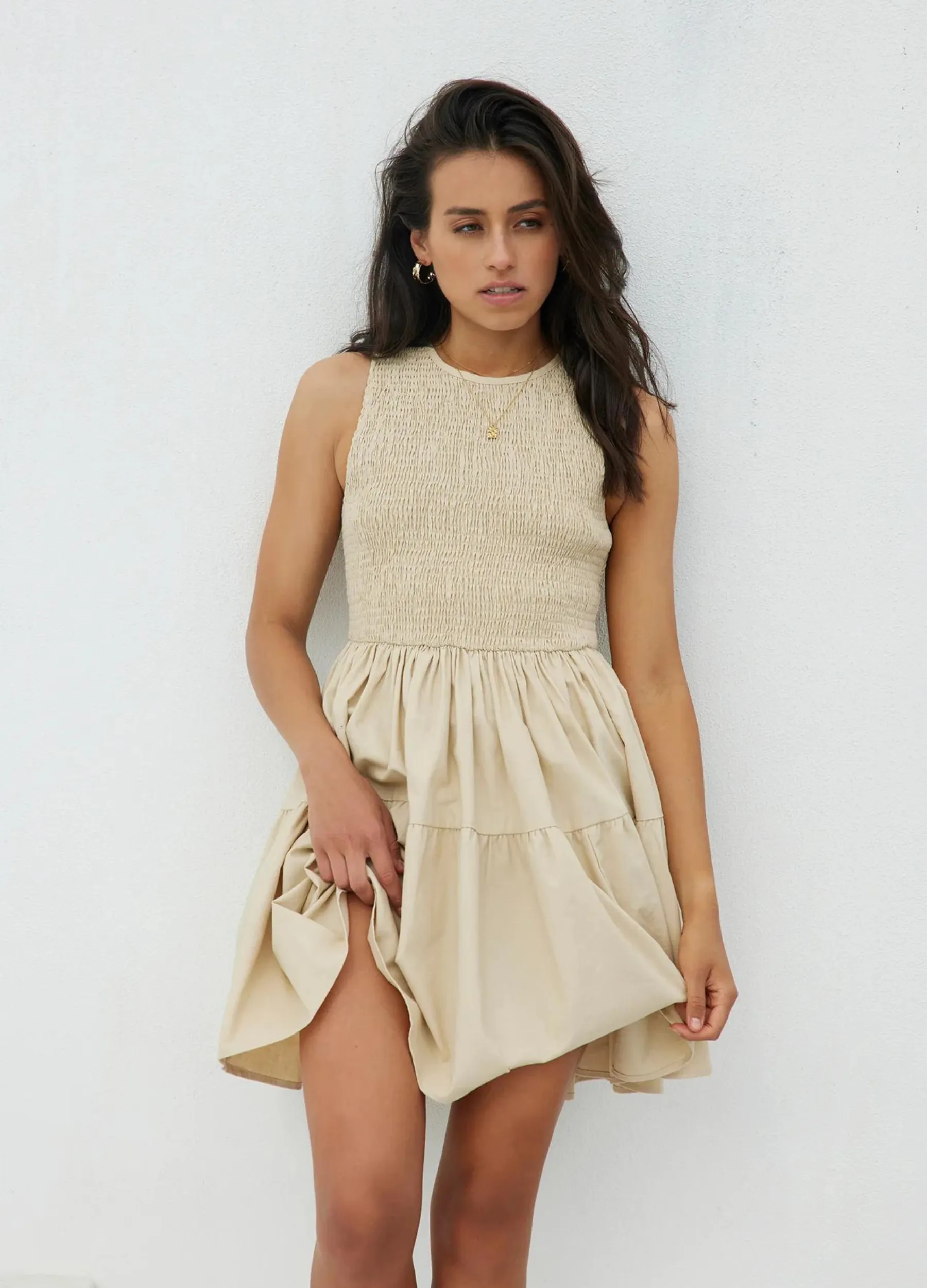 Girl and the Sun - Sleeveless Solange Mini Dress - Sand