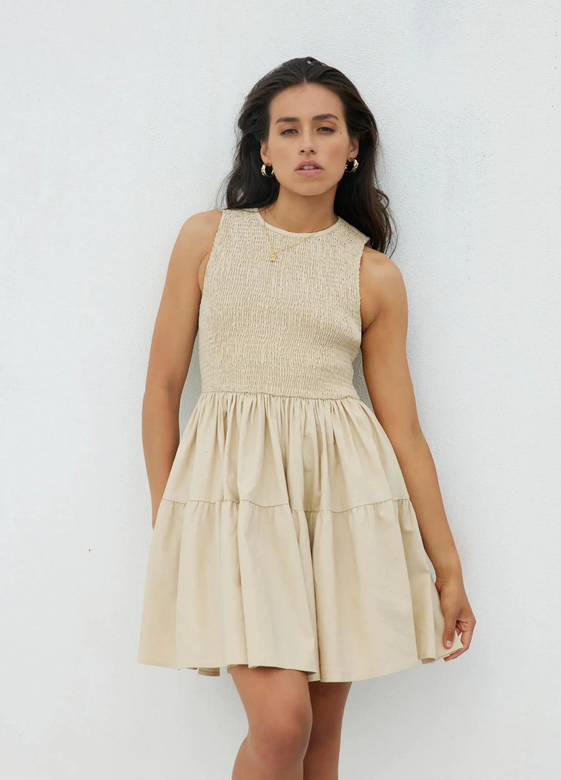 Girl and the Sun - Sleeveless Solange Mini Dress - Sand
