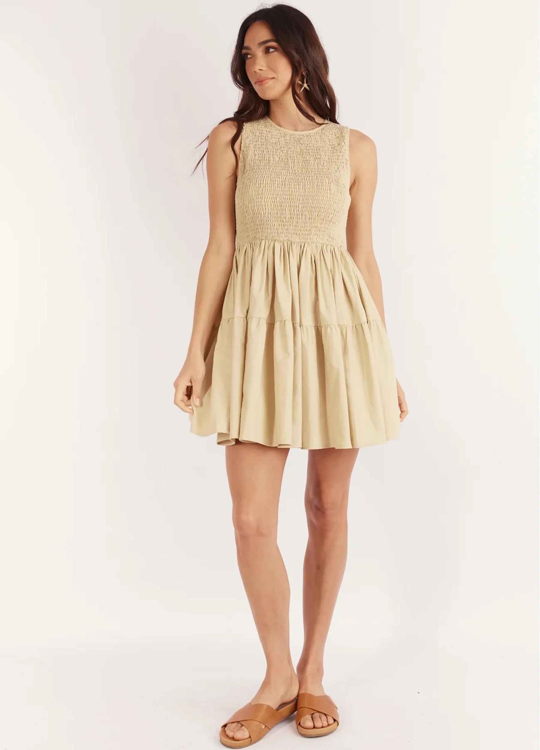 Girl and the Sun - Sleeveless Solange Mini Dress - Sand