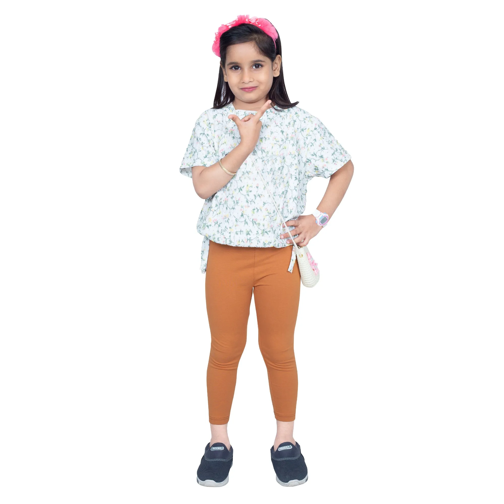 Girls Brick Red Ankle Length Legging