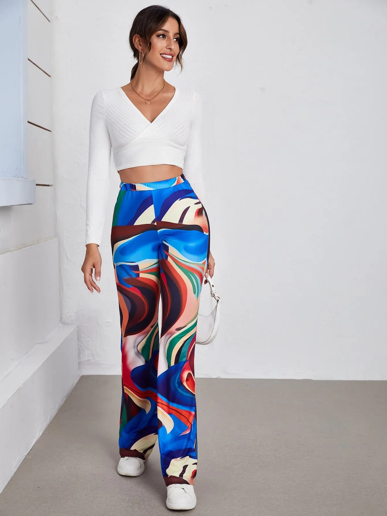 Glamorous All Over Print High Waist Long Women Pants