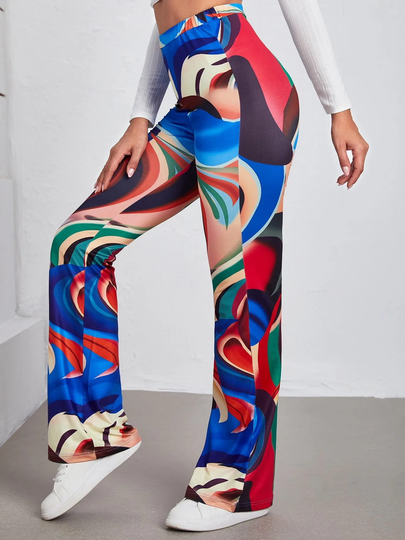 Glamorous All Over Print High Waist Long Women Pants