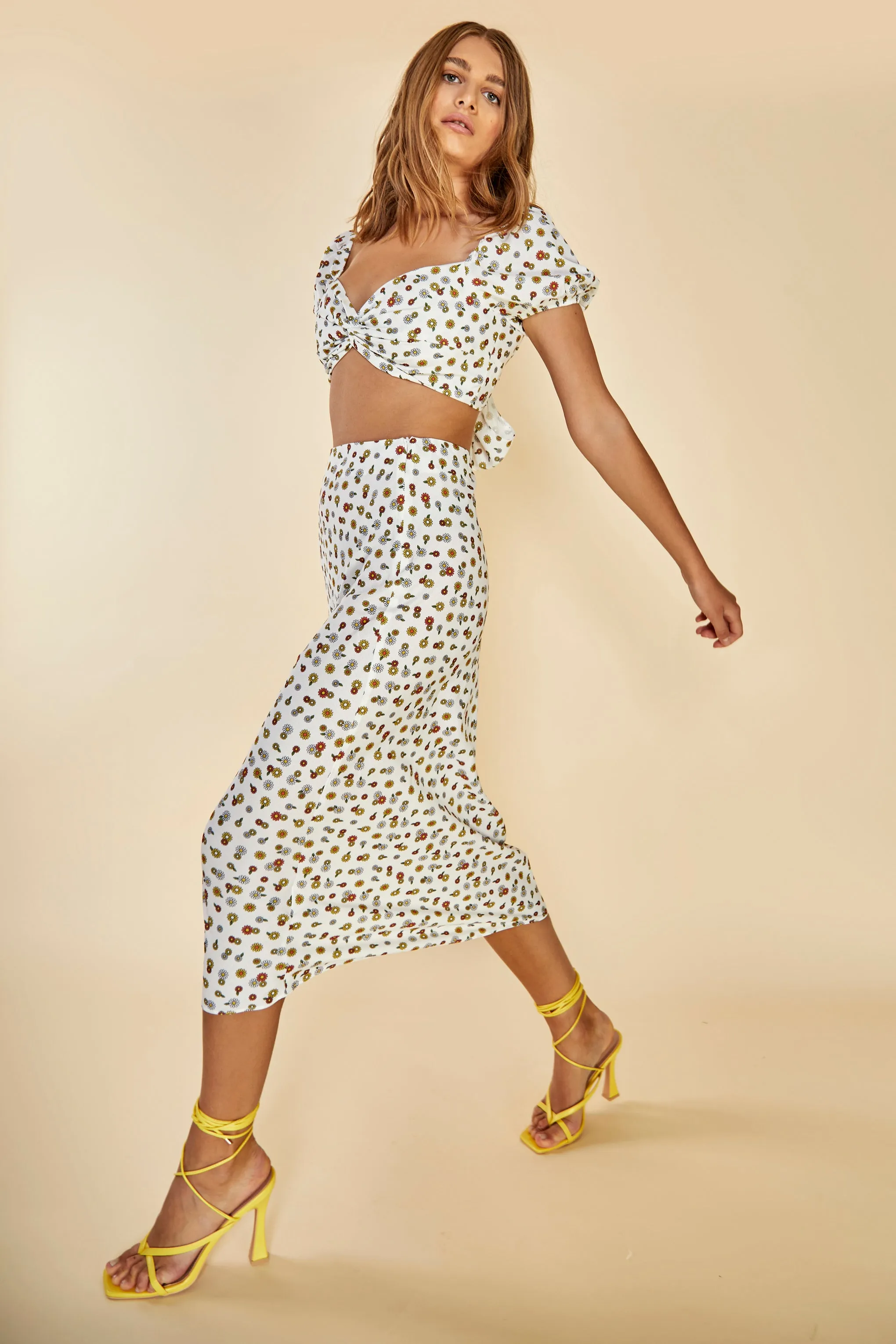 Glamorous Care Bias Cut Midi Skirt