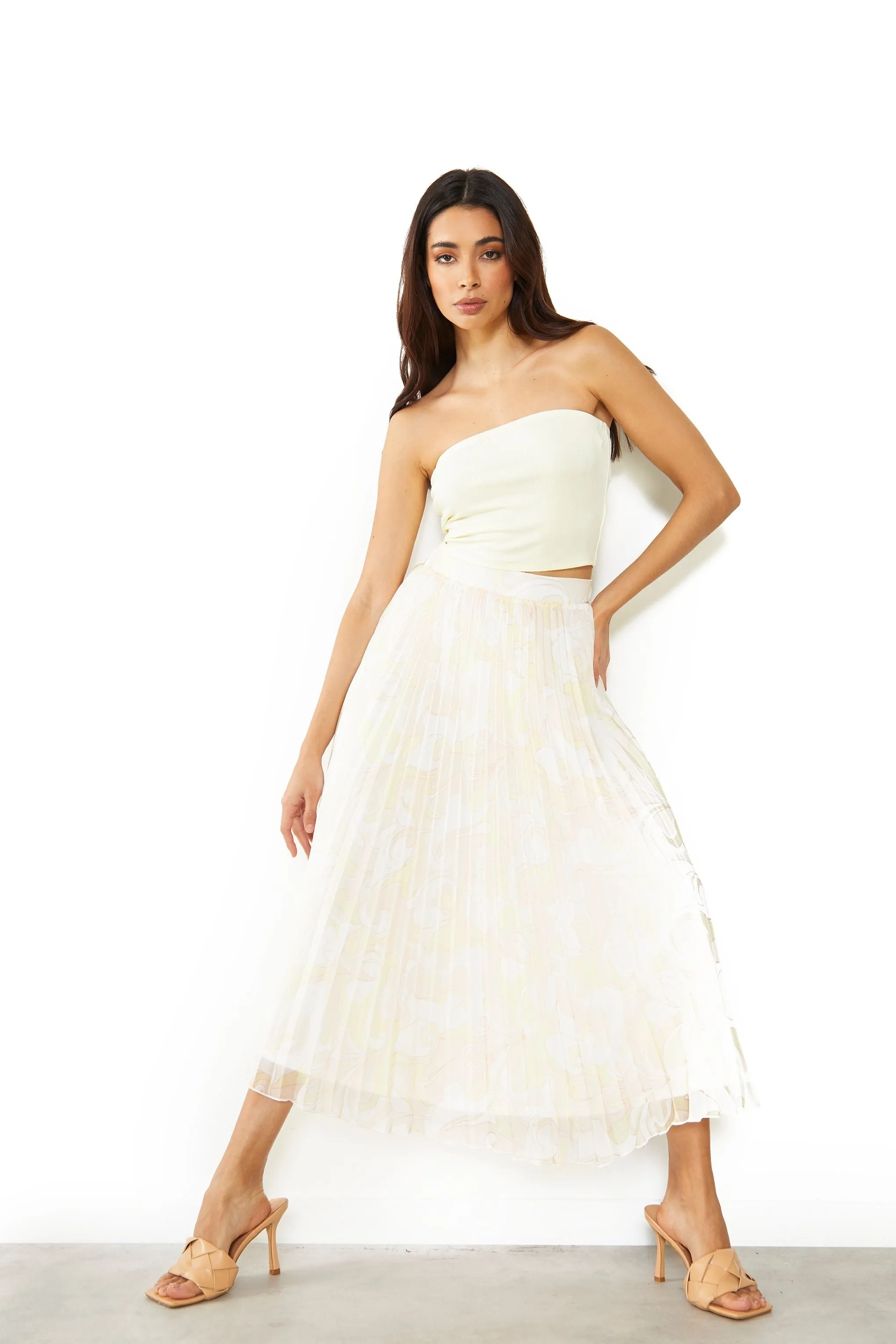 Glamorous Pastel Swirl Abstract Midi Skirt