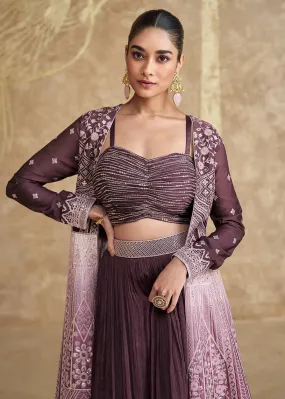 Glorious Jacket Style Magenta Embroidered Lehenga Choli