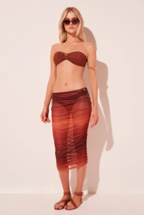 Gradient Ruched With Ties Midi Skirt E4921A2107