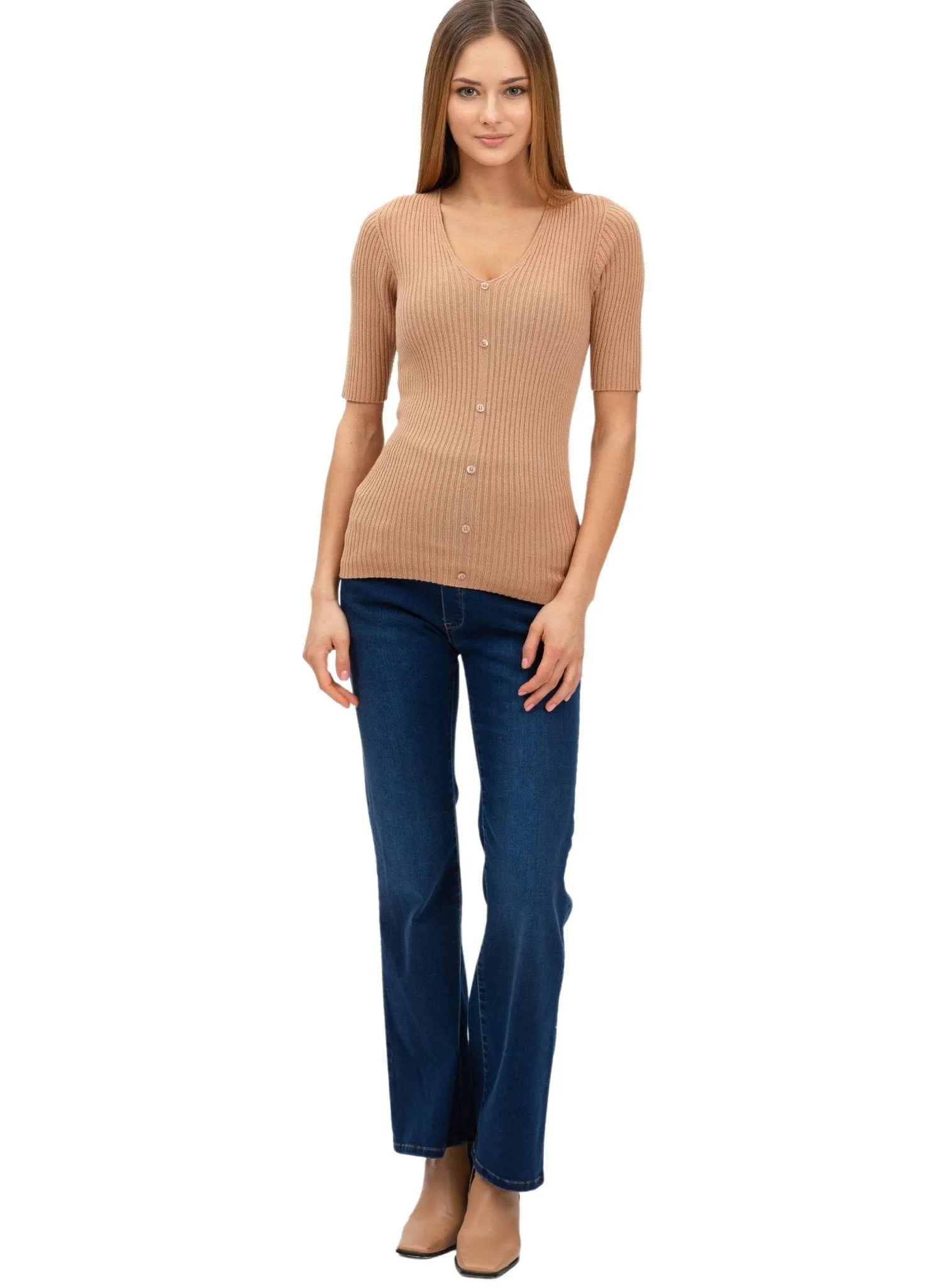 Graduated Flare Maternity Jeans - Medium Stoned Wash