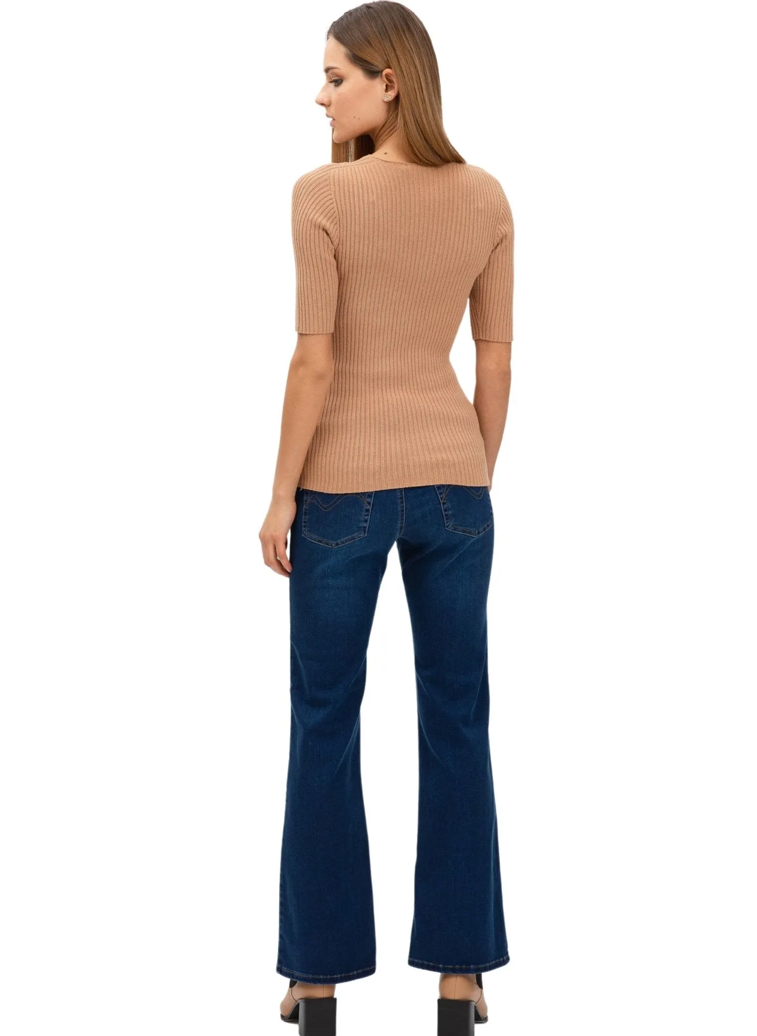 Graduated Flare Maternity Jeans - Medium Stoned Wash