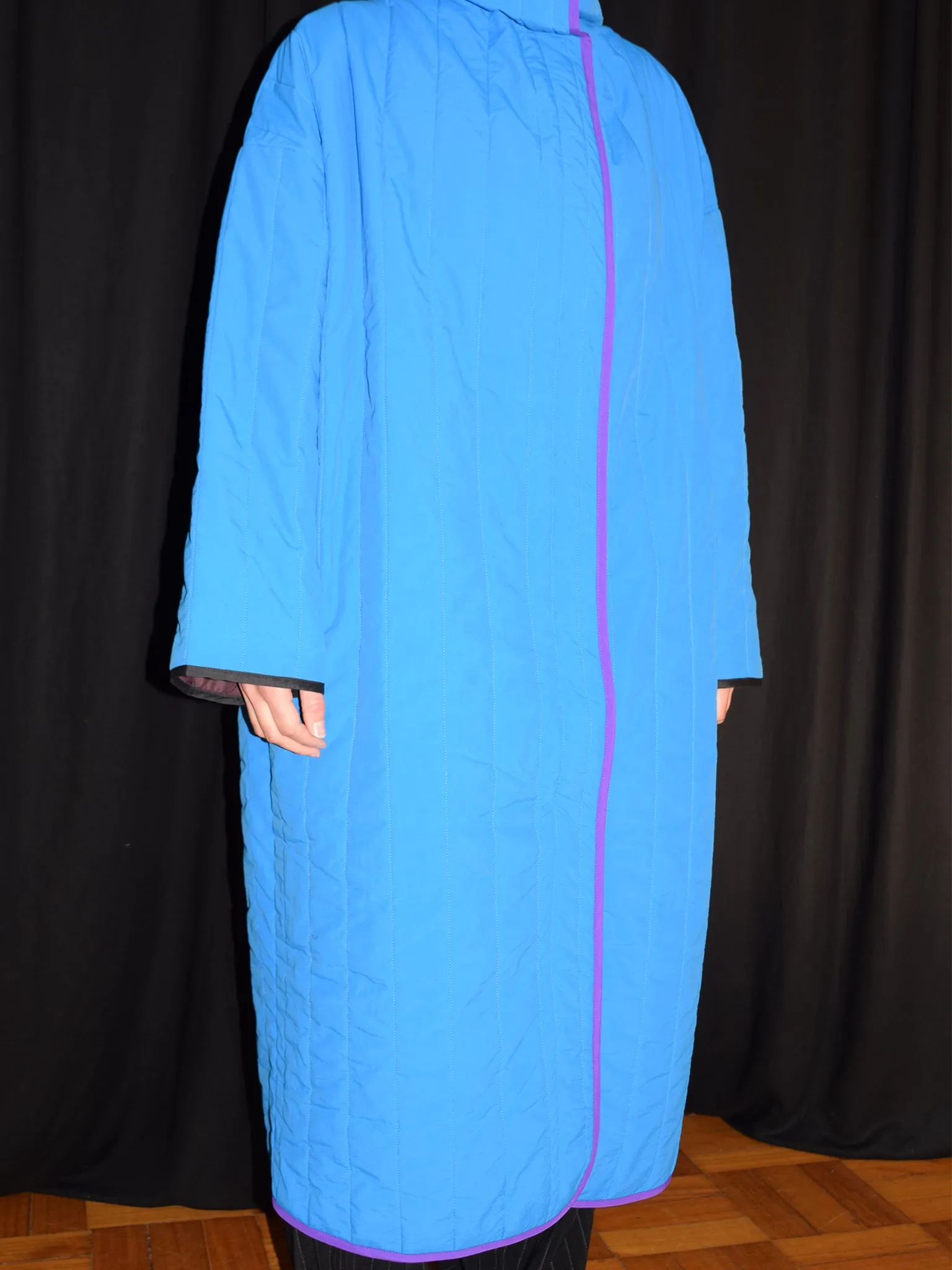 Greta coat, Cyan & Aubergine
