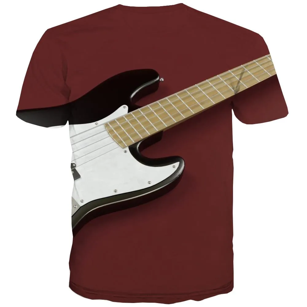 Guitar T shirts Men Music T shirts Funny Wooden Tshirt Printed Metal T-shirts Graphic