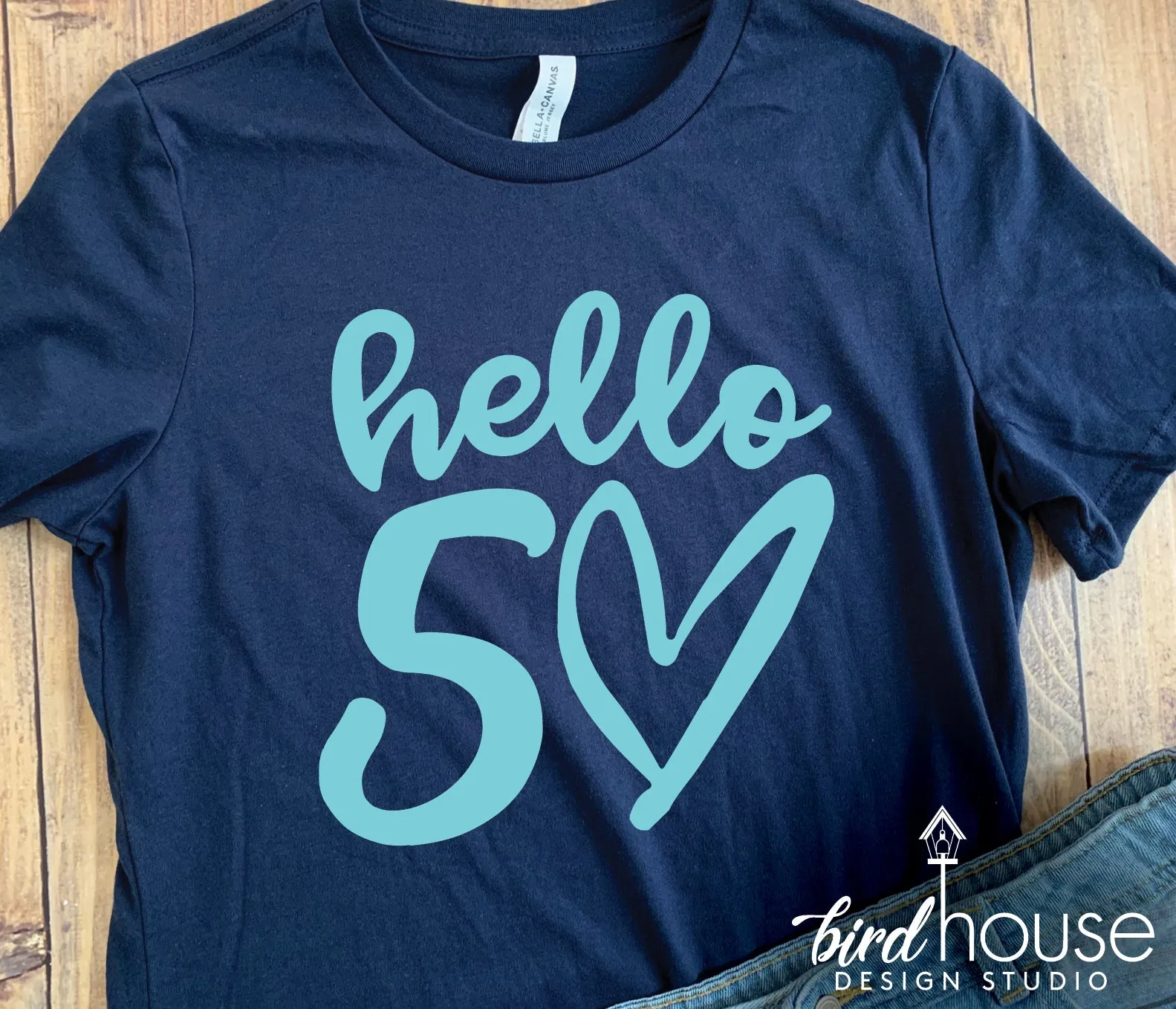 Hello 30 Shirt, Any Age, Cute Birthday Tee with Heart, Any Age, Any Color, Customize Matte or Glitter, Matching Group Shirts, 40, 50, 60, 25