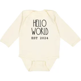Hello World Est. 2024 LS Bodysuit-Natural