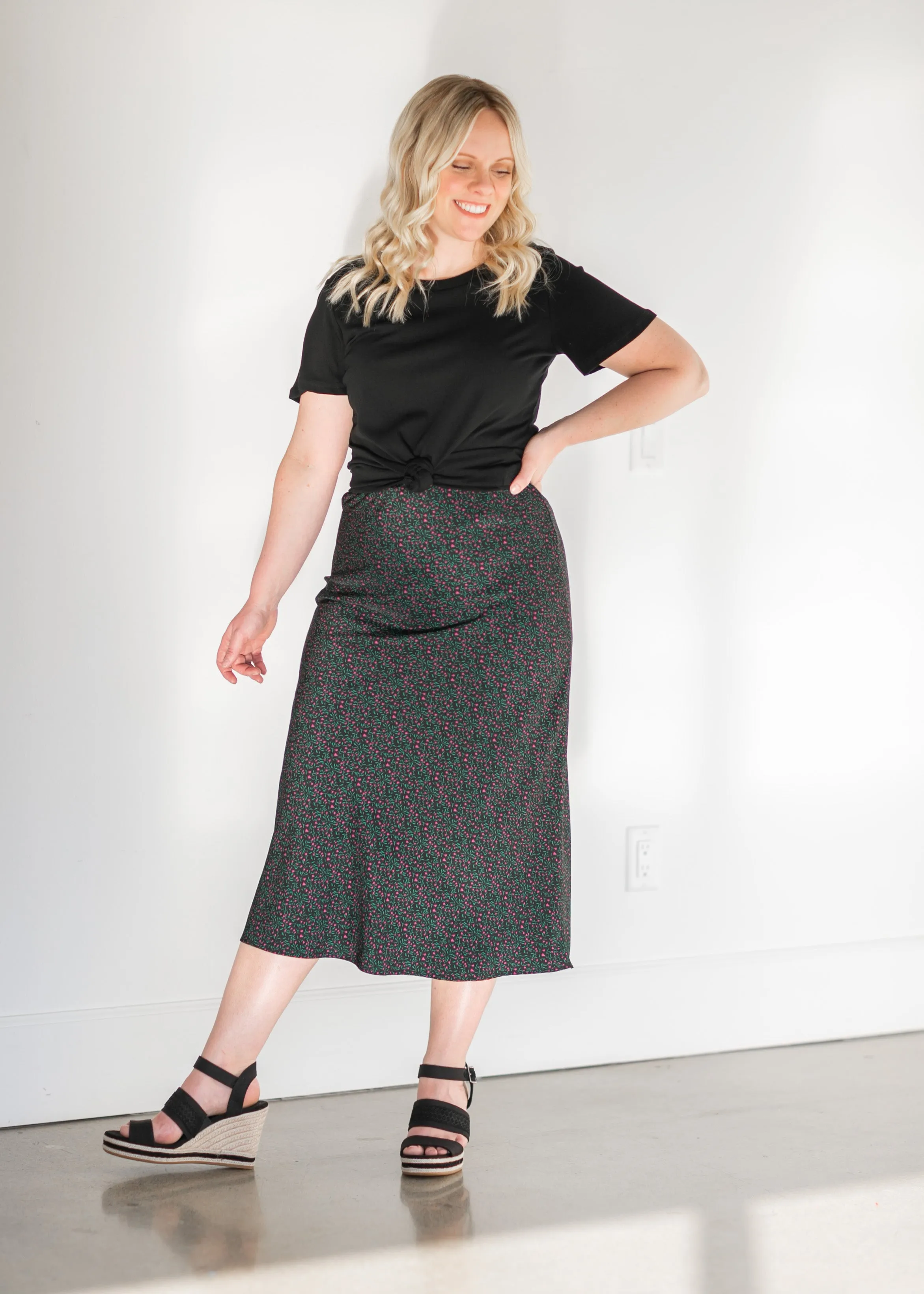 High Waist Ditsy Floral Midi Skirt - FINAL SALE