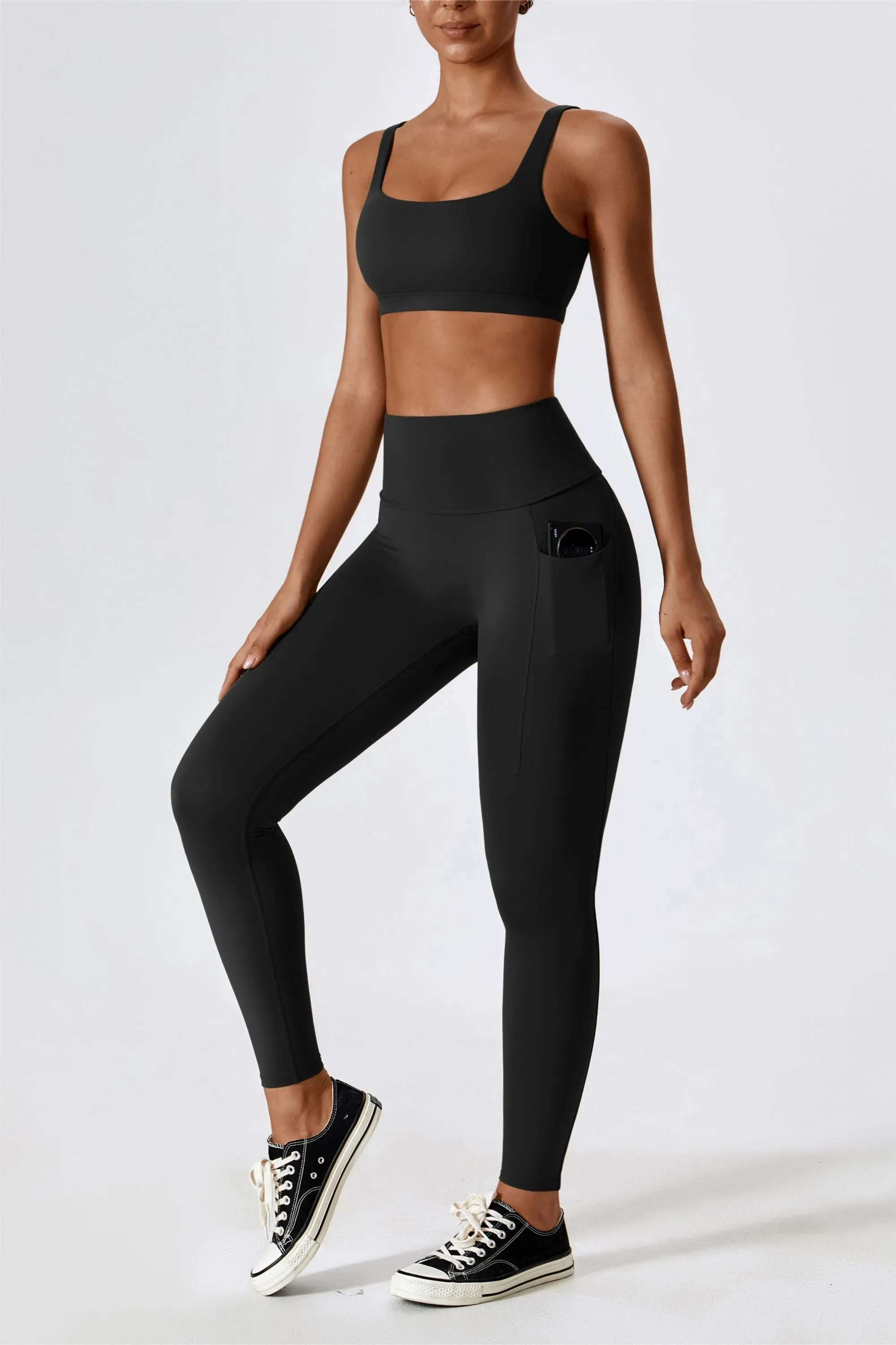 High-Waist Tummy Control Leggings with Pockets
