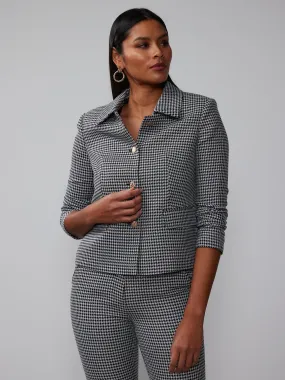 Houndstooth Collared Cropped Jacket