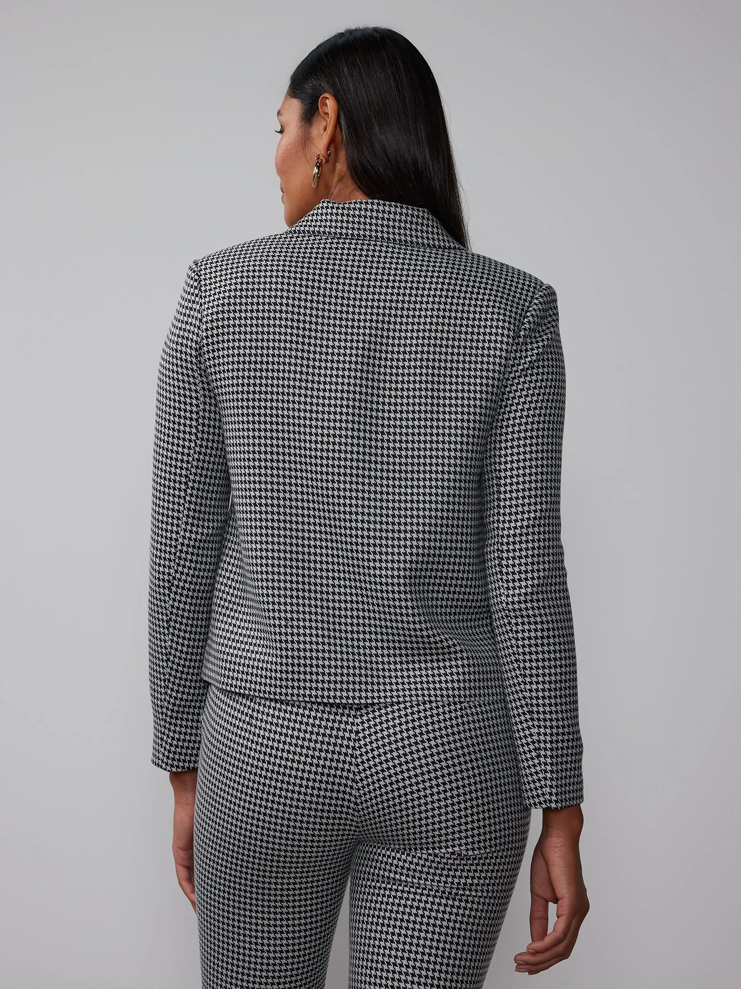 Houndstooth Collared Cropped Jacket