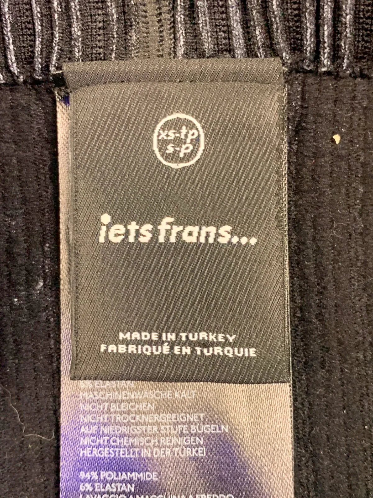 iets frans... Black Ribbed Midi  thigh split Skirt XS/S