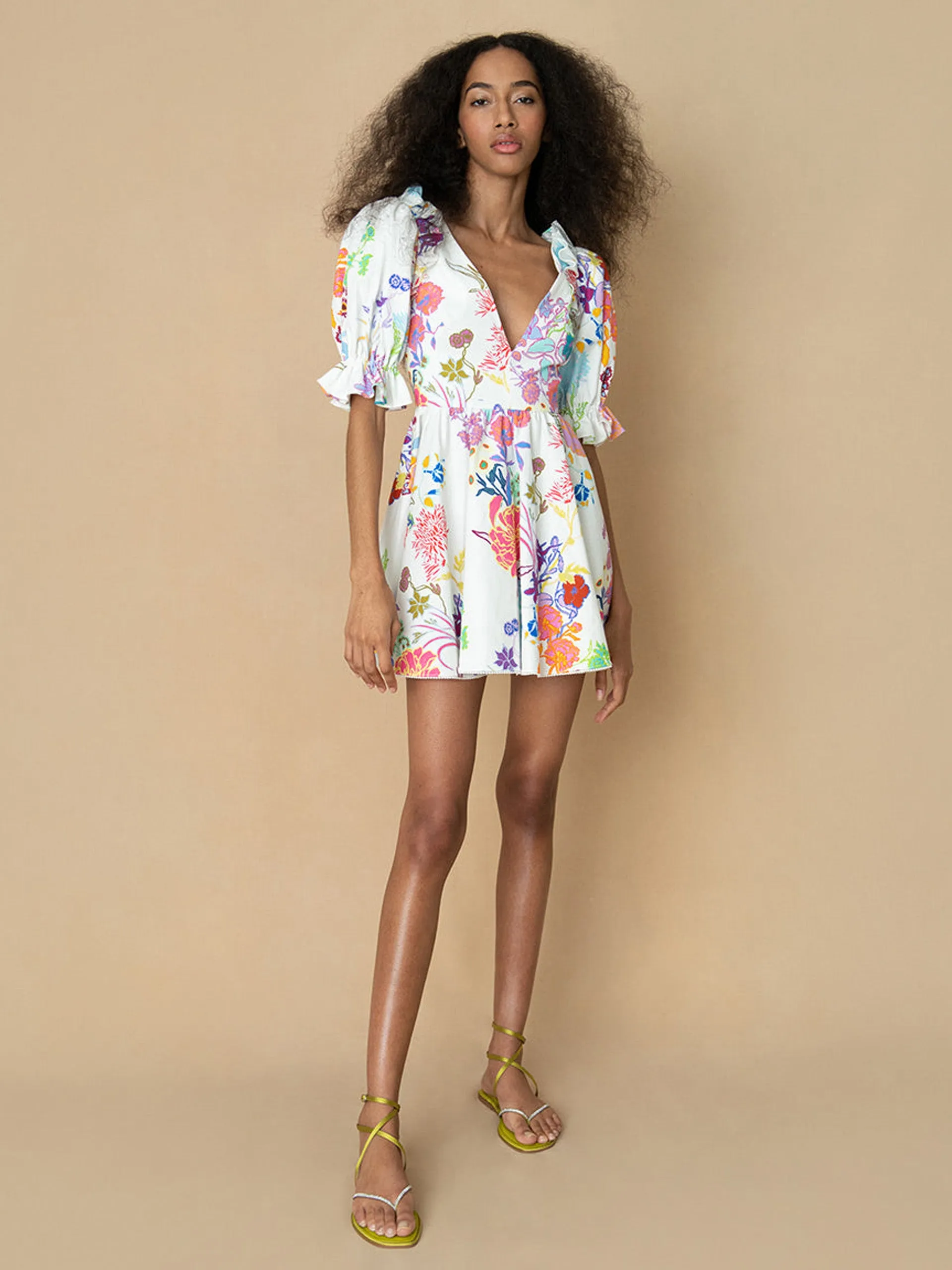 Jardin white cotton Aja mini dress