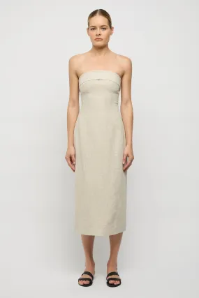 Jill Linen Midi Dress in Neutral