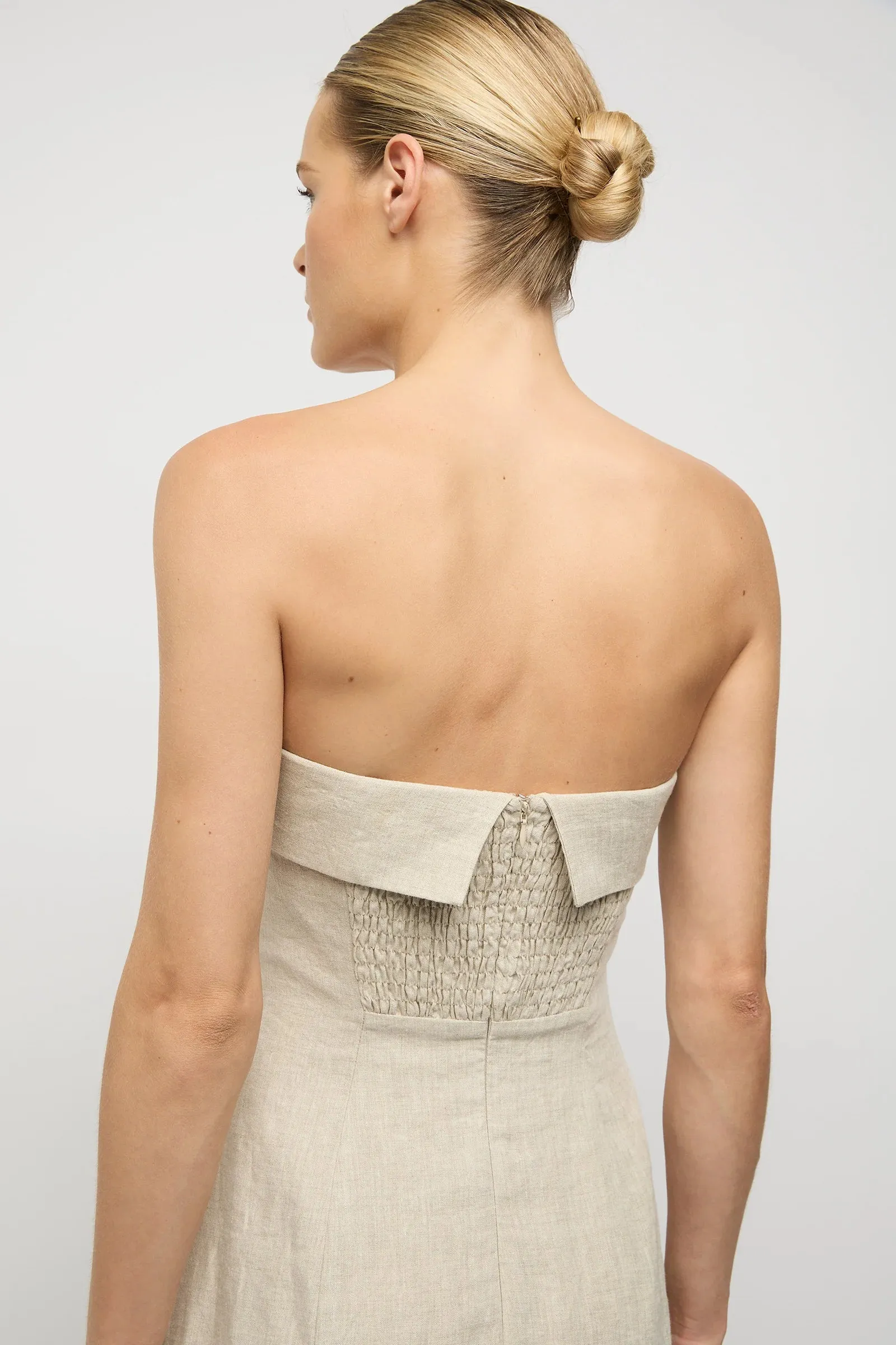 Jill Linen Midi Dress in Neutral