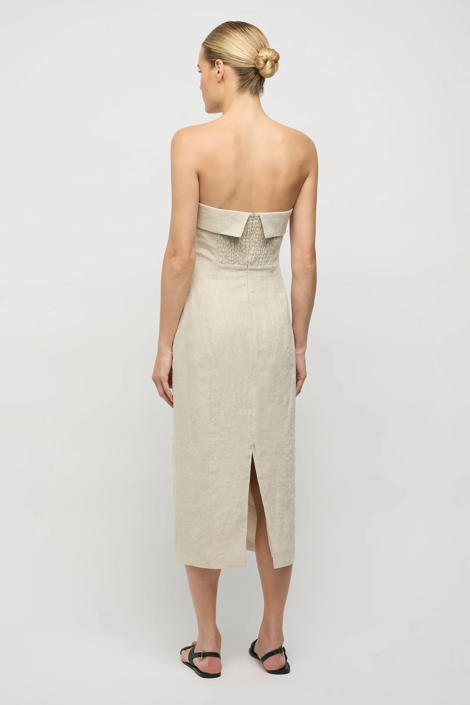 Jill Linen Midi Dress in Neutral