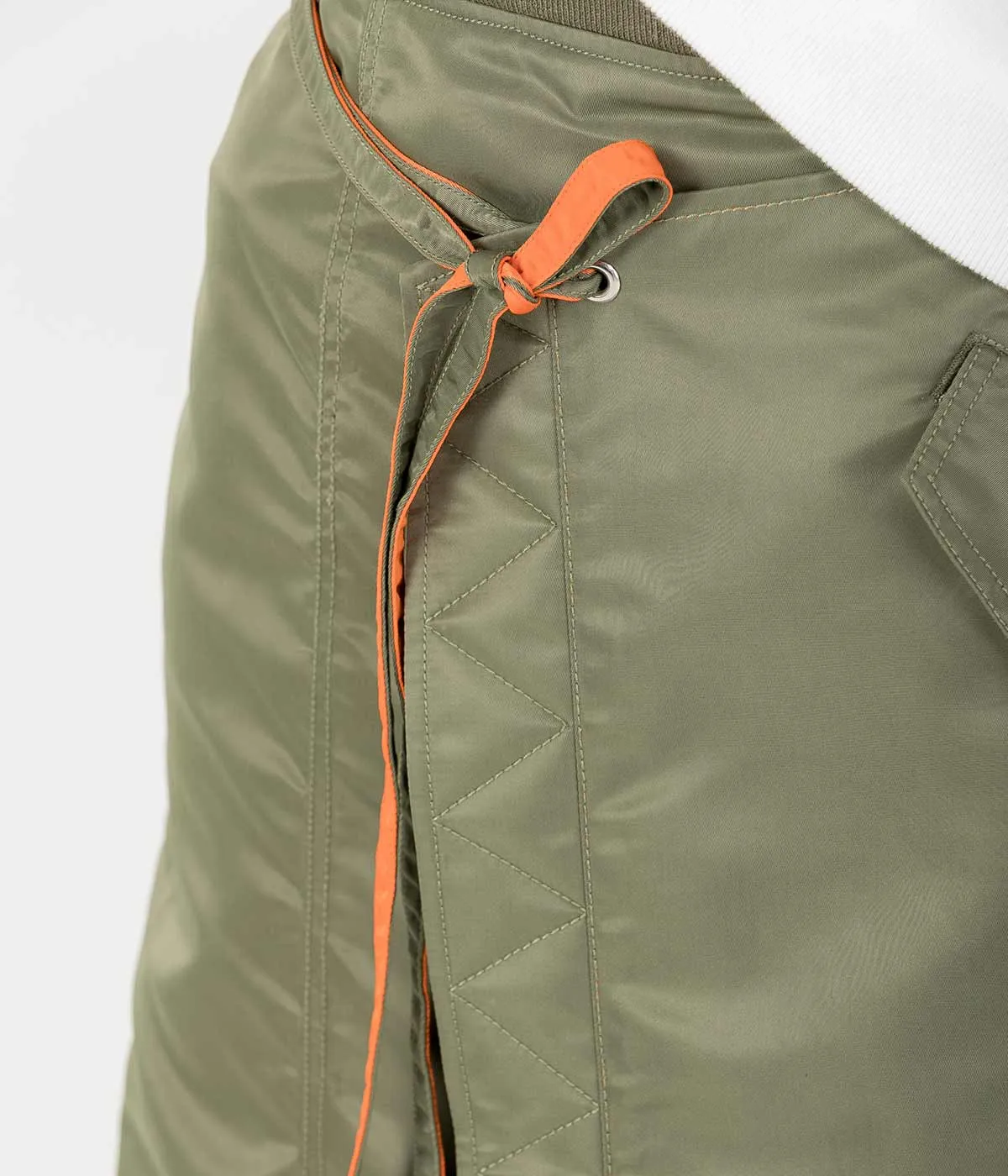 Khaki Green Nylon Wrap Skirt