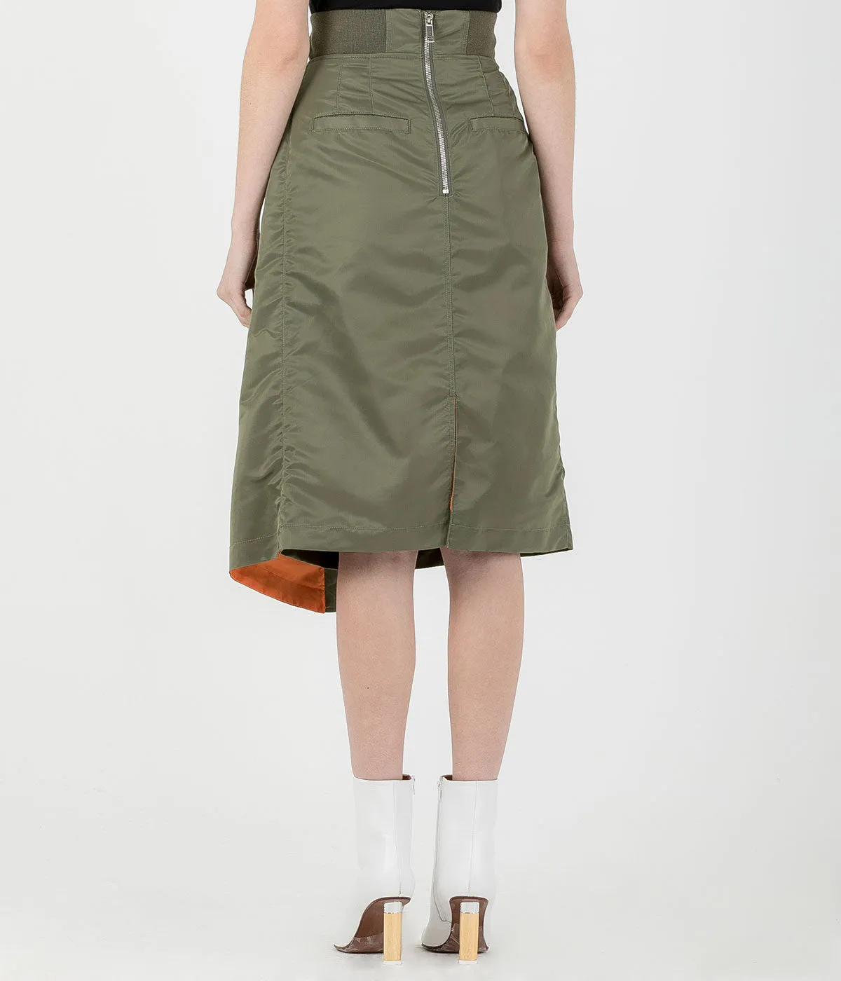 Khaki Green Nylon Wrap Skirt
