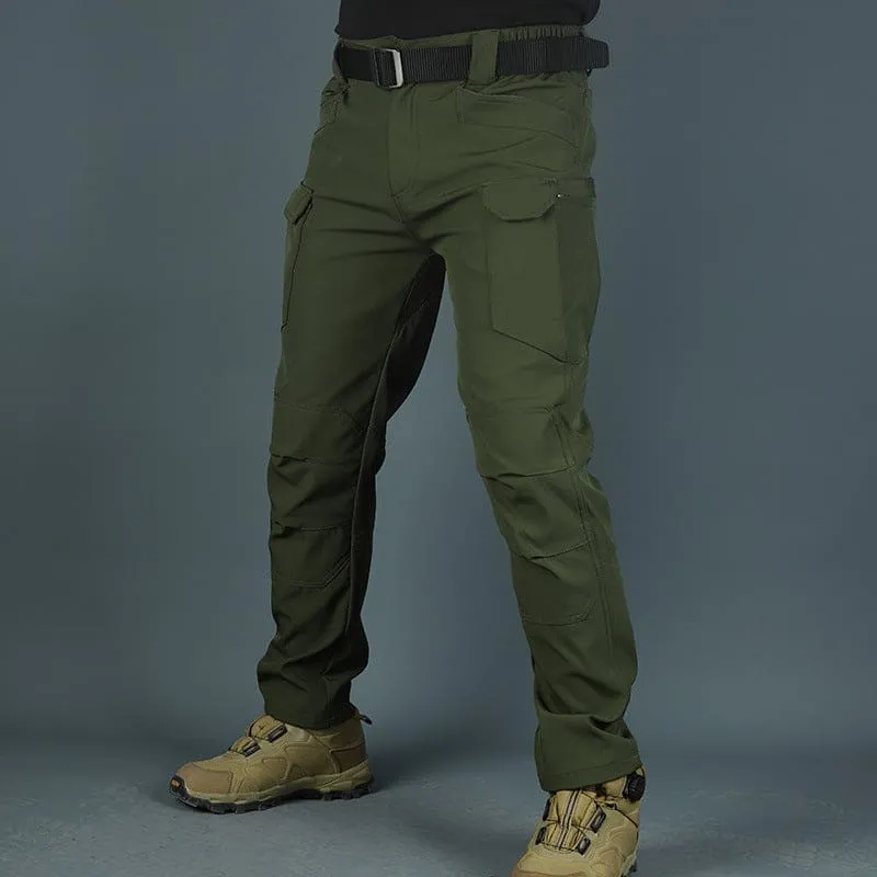 Khaki Stretch Outdoor Work Trousers with Pockets and Belt