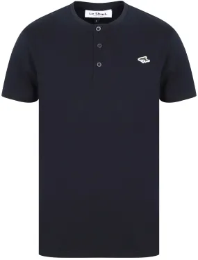 Kingshold Cotton Jersey Henley T-Shirt in Sky Captain Navy - Le Shark