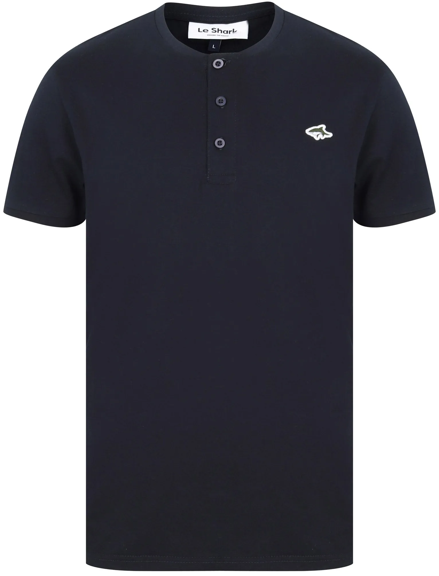 Kingshold Cotton Jersey Henley T-Shirt in Sky Captain Navy - Le Shark