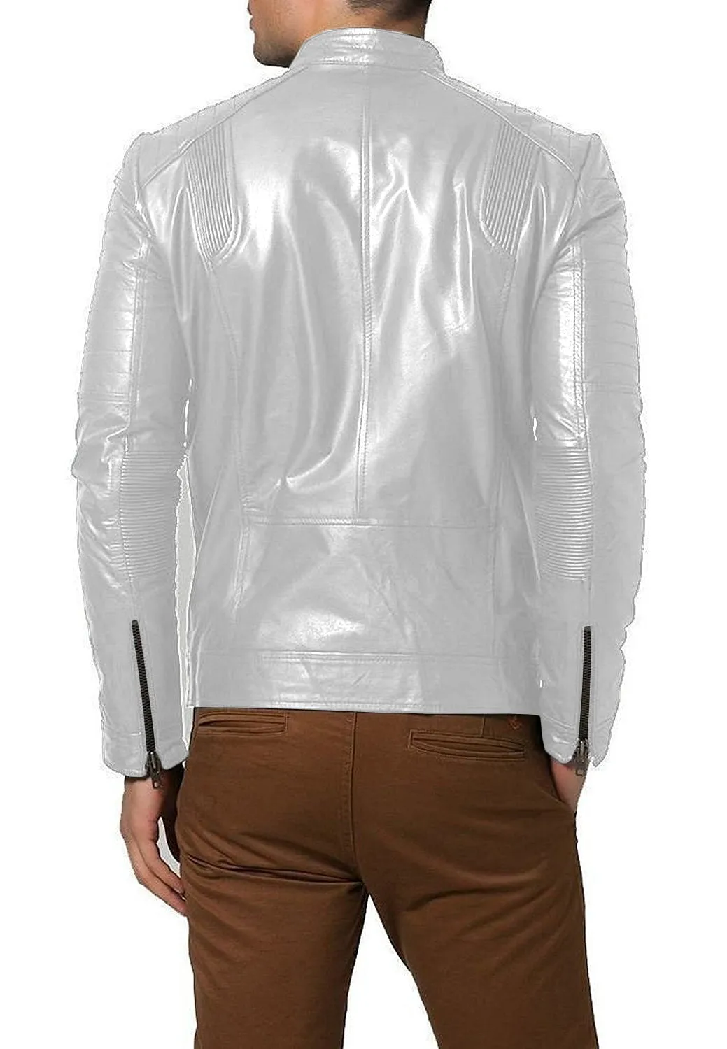 Leather Jackets Hub Mens Genuine Lambskin Leather Jacket (Black, Racer Jacket) - 1501193