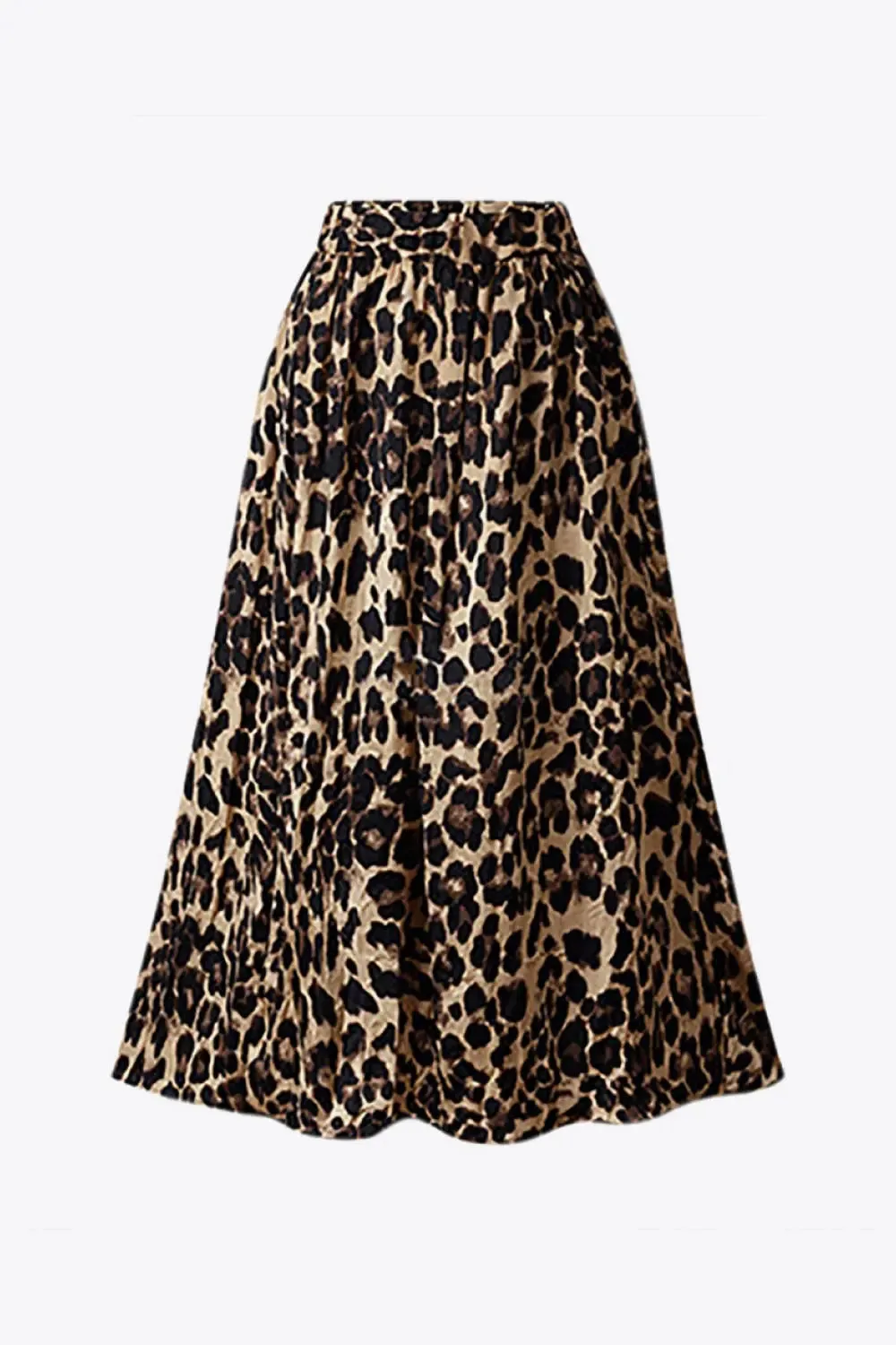 Leopard Elastic Waist Midi Skirt